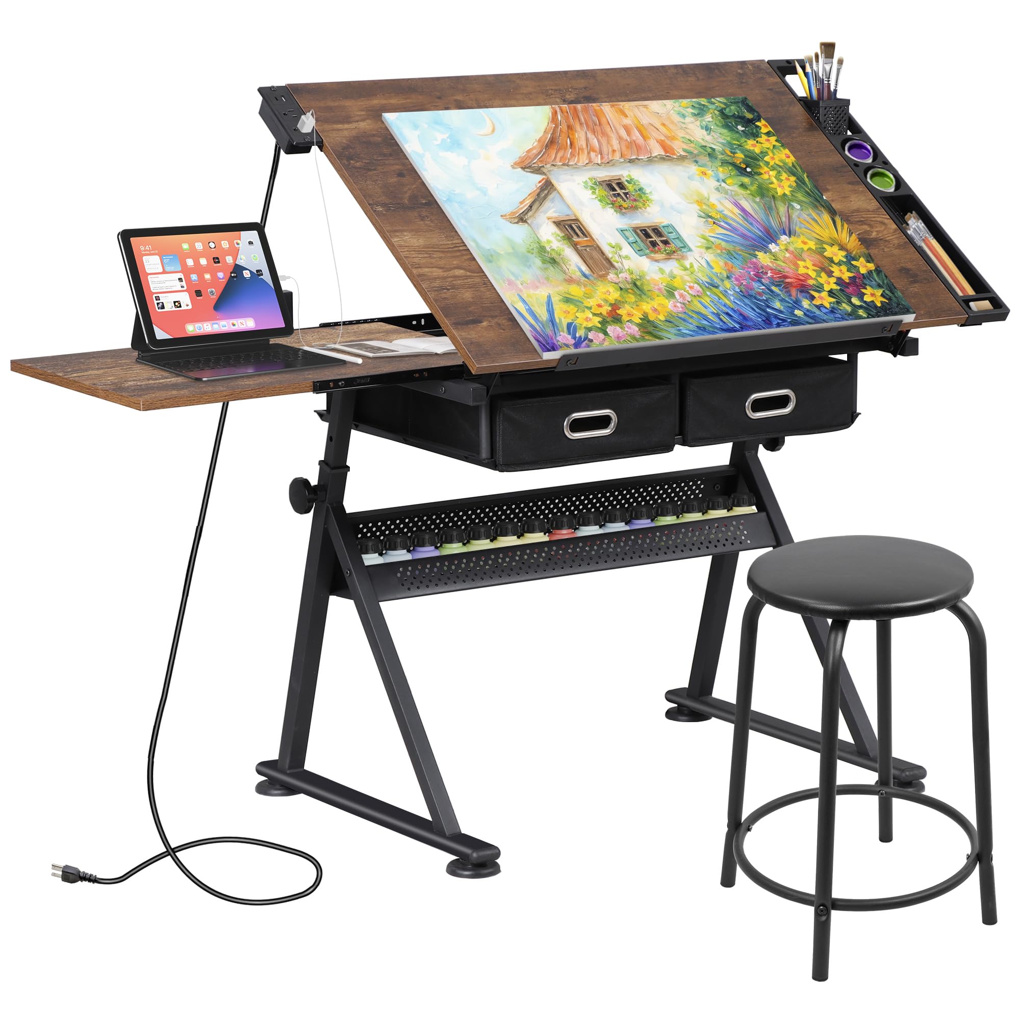 Art Crafting - Mesa de Dibujo Ajustable con Taburete,