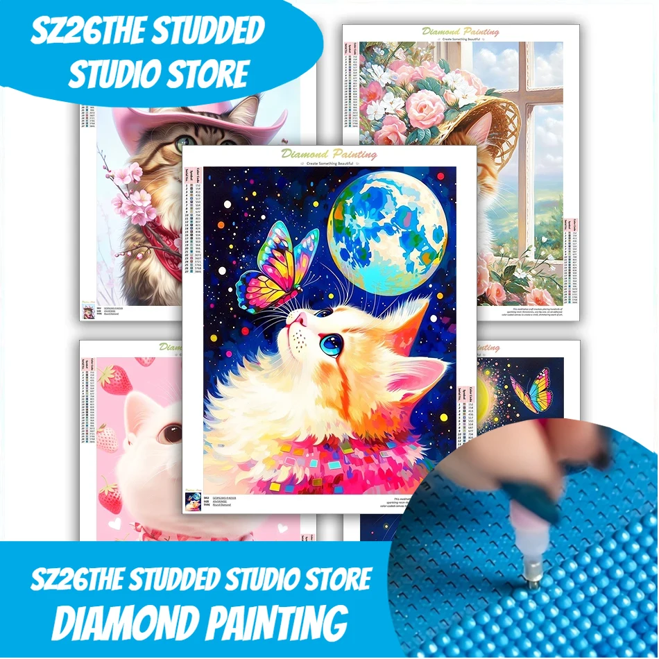 Wallpaper Art And Craft - Pintura de Diamantes 5D Gatos, Manualidades