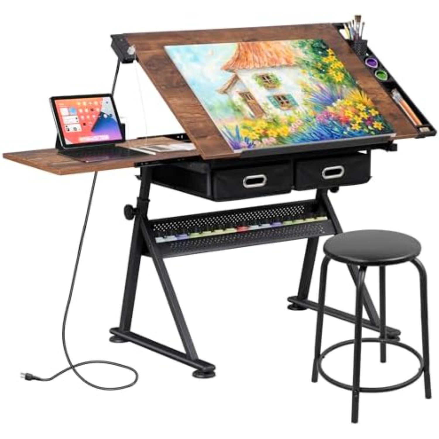Art Crafting - Mesa de Dibujo Ajustable con Taburete,