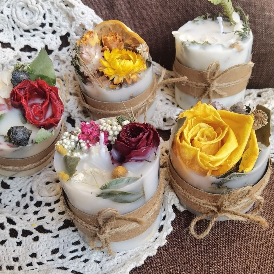 Soy Candle Fragrance Oil - Vela artística de aromaterapia de flores