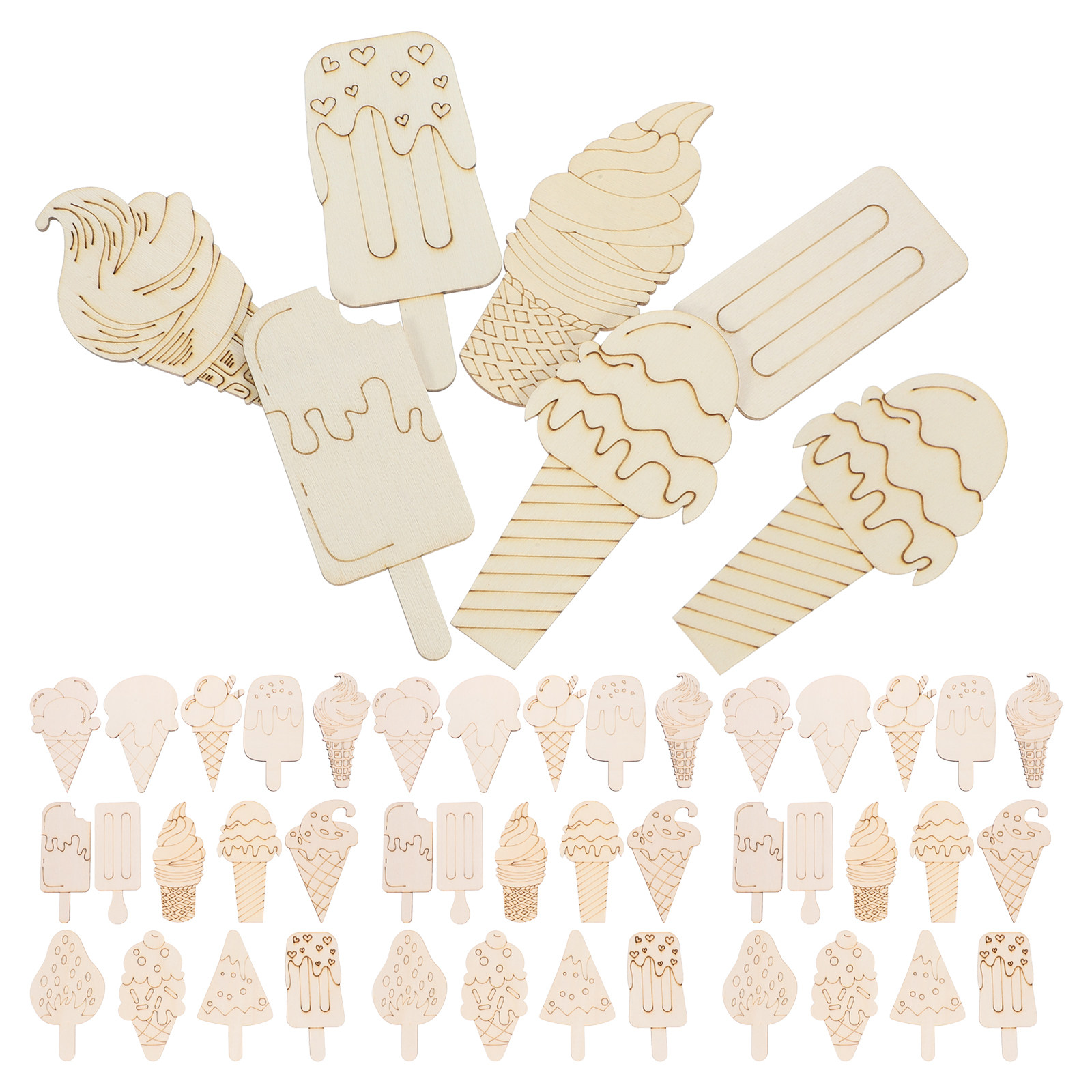 70 piezas de rodajas de madera - Art Craft Ice Cream reseña y precio