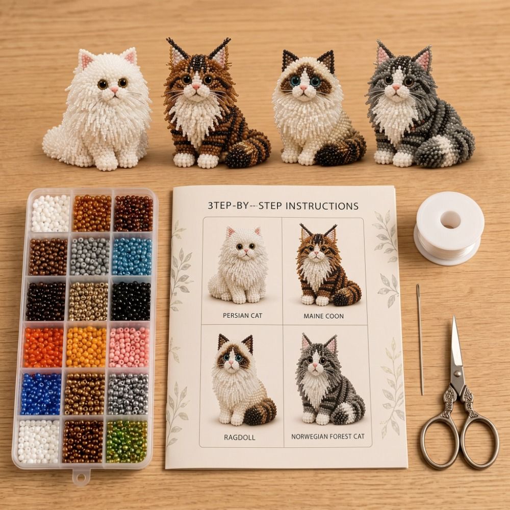 Kit de bordado de cuentas de a - Art Craft Cat reseña y precio